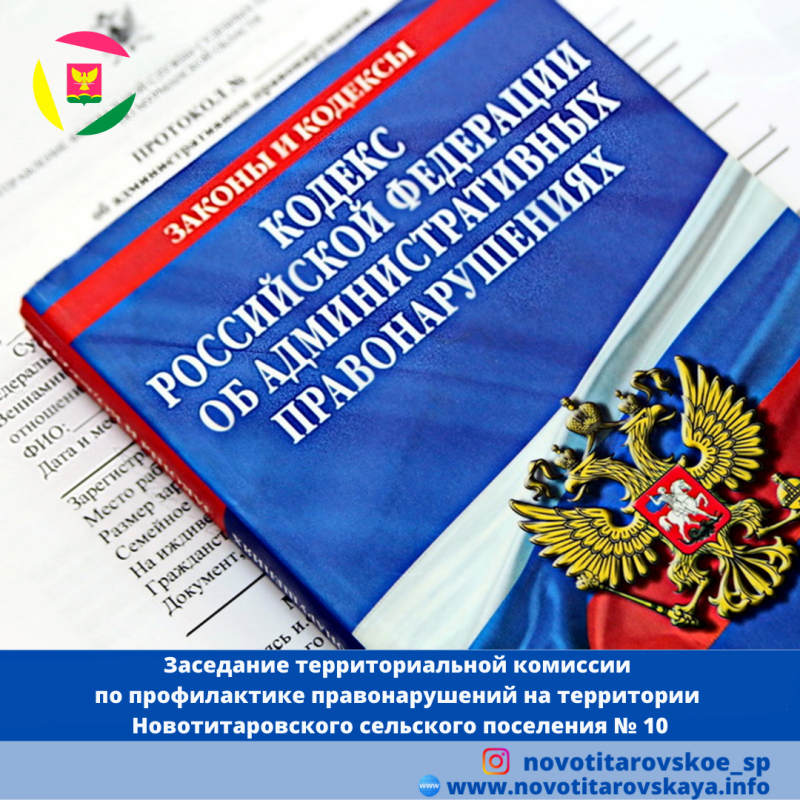 Заседание территориальной комиссии по профилактике правонарушений на территории Новотитаровского сельского поселения № 10.